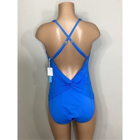 New. Blue Rod Beattie Twist and Shout Plunge One Piece Swimsuit. Size 14. Normal - Picture 7 of 11
